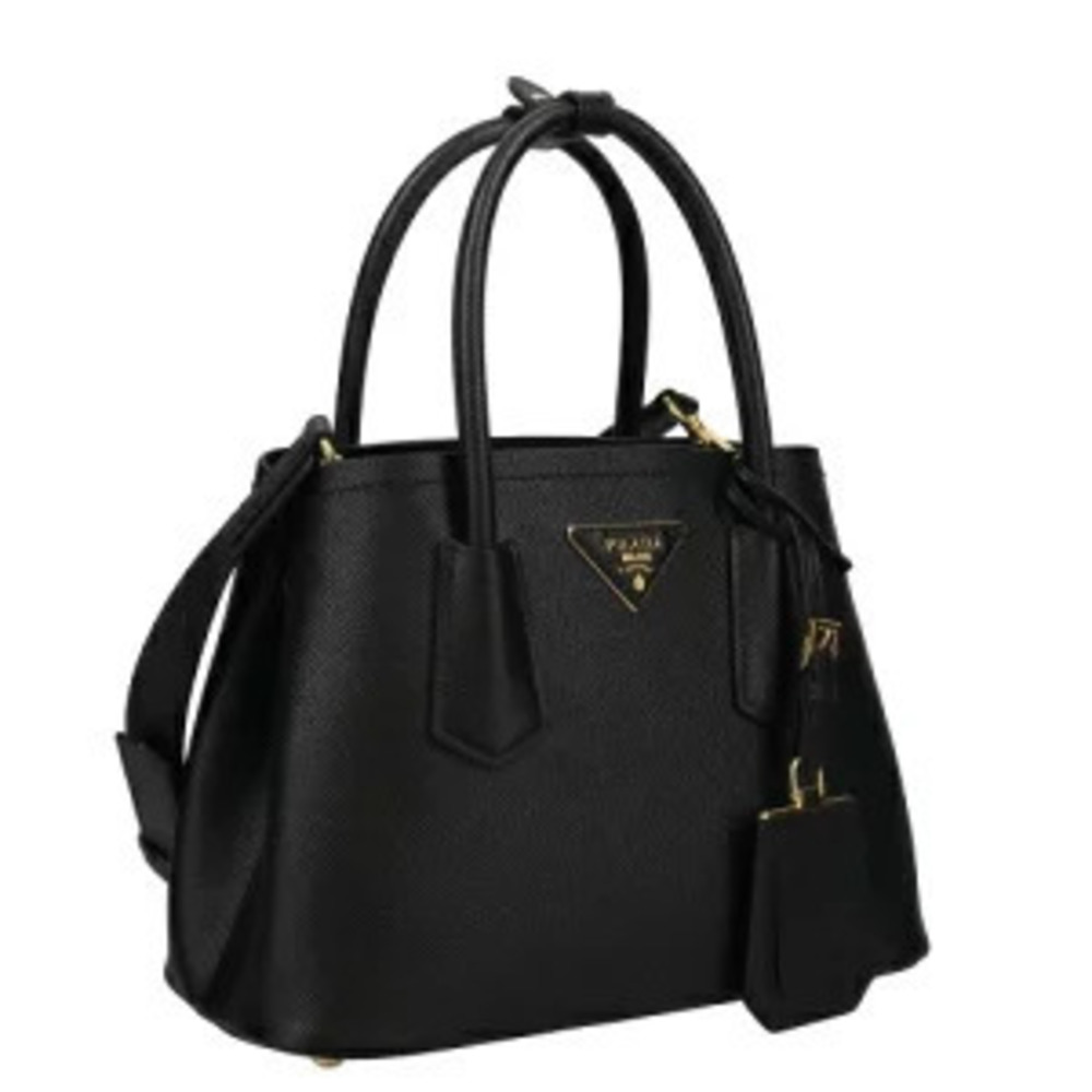 Prada Saffiano Double Bag Cuir black